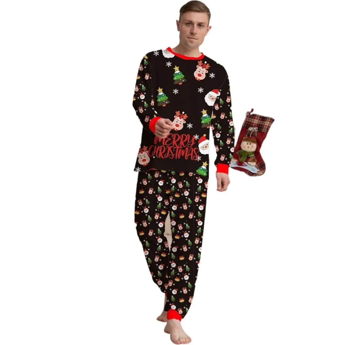 Christmas Family Matching Pajamas Outfits Adult Kids Xmas Sleepwear Sets Print Tops+Pants 2 PCS Baby Boys Girls Romper