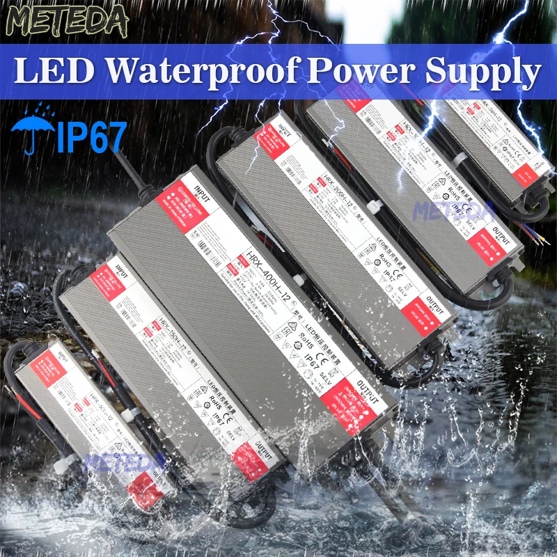 Waterproof Lighting Transformers AC to DC 12V 24V LED Driver Power Adapter 36W 150W 200W 600W IP6712V Power Supply