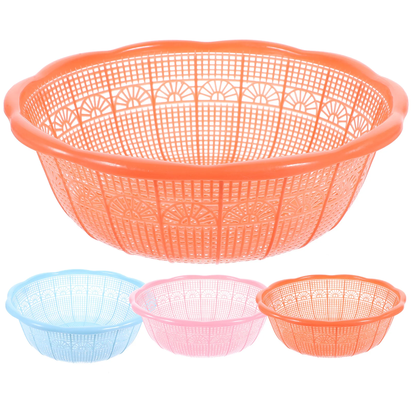 

4pcs Plastic Rice Washing Bowls Kitchen Drainage Fruit Vegetable Washing Basket Efficient Storage Leakage Prevention Hollow