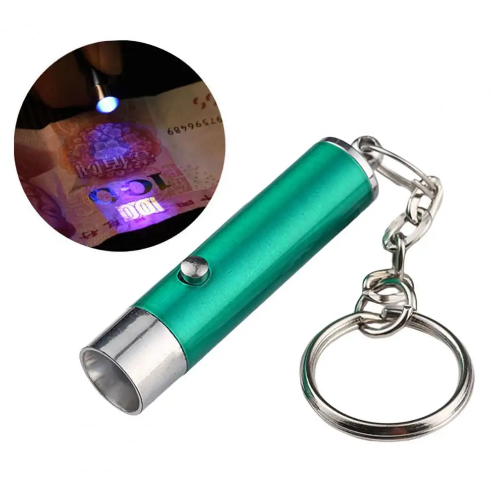 Durable UV Lamp Keychain Mini Solid UV Light Torch Key Ring Power Saving UV Flashlight Keychain Handbag Ornament