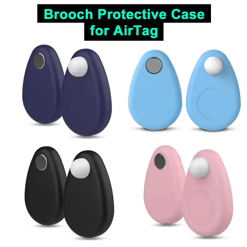 

Silicone Brooch Case for AirTag Holder Secure Hidden Anti-Loss Cover with Locking Pin for Kids Elder Pets Clothes/Bag Design