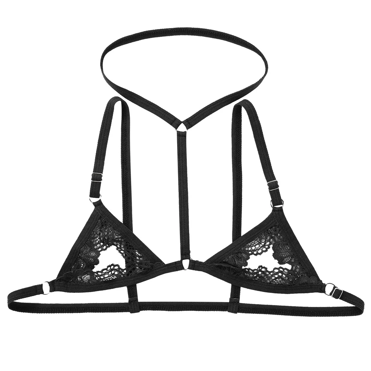 Men's Sexy Hollow Lace Halterneck Bra Porn Crossdresser Sissy Mini Micro Lingerie Men Exotic Harness Bikini hombre Clothes - view 5
