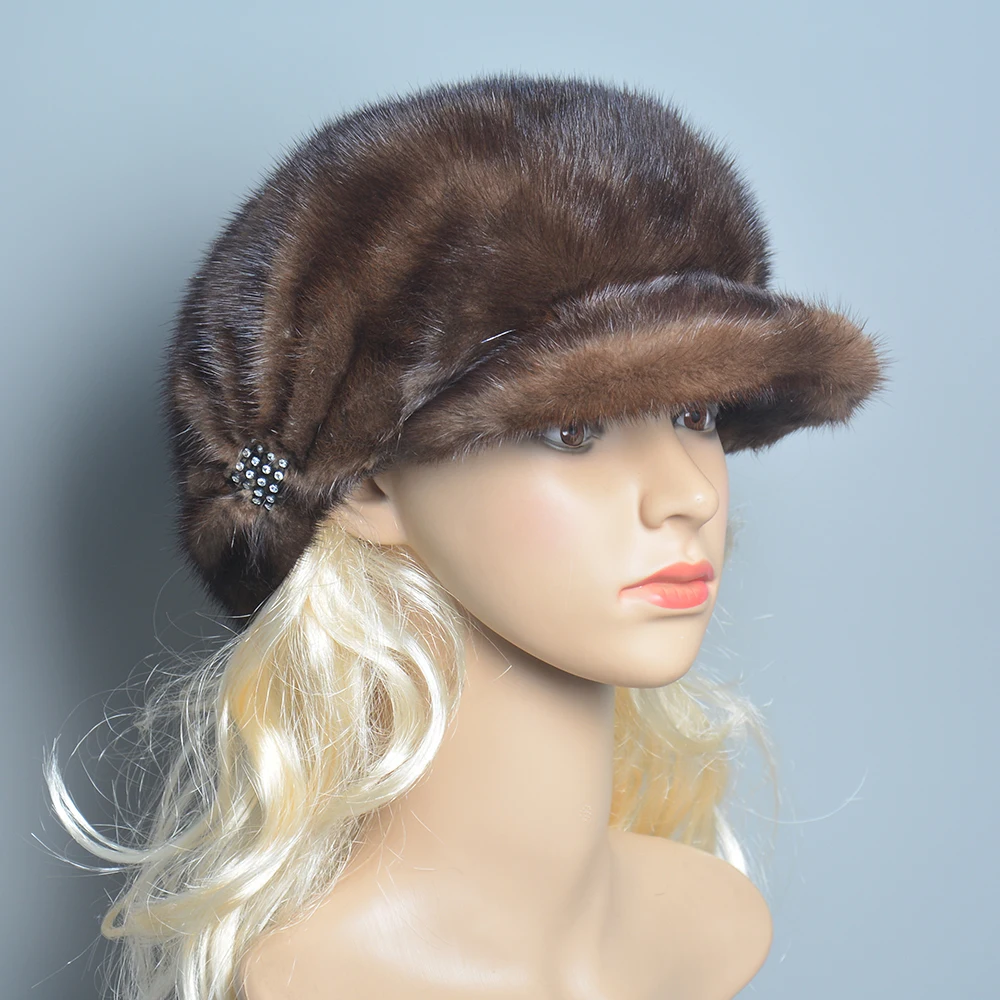 Real Mink Fur Hats For Women Warm Russian Winter Hat Luxurious Natural Fashionable Brand Floral Visors Novelty