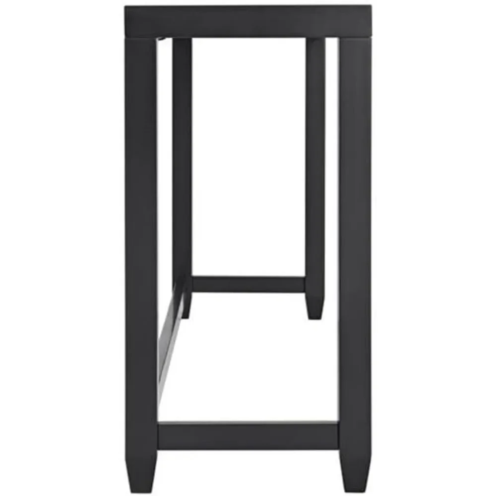 Cordero 72" Glass Top Black Console Bar Table and 3 Stools Set