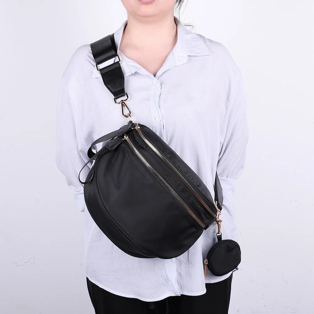 

Женская универсальная сумка-кроссбоди, спортивная нагрудная сумка с отделением для наушников (черная)