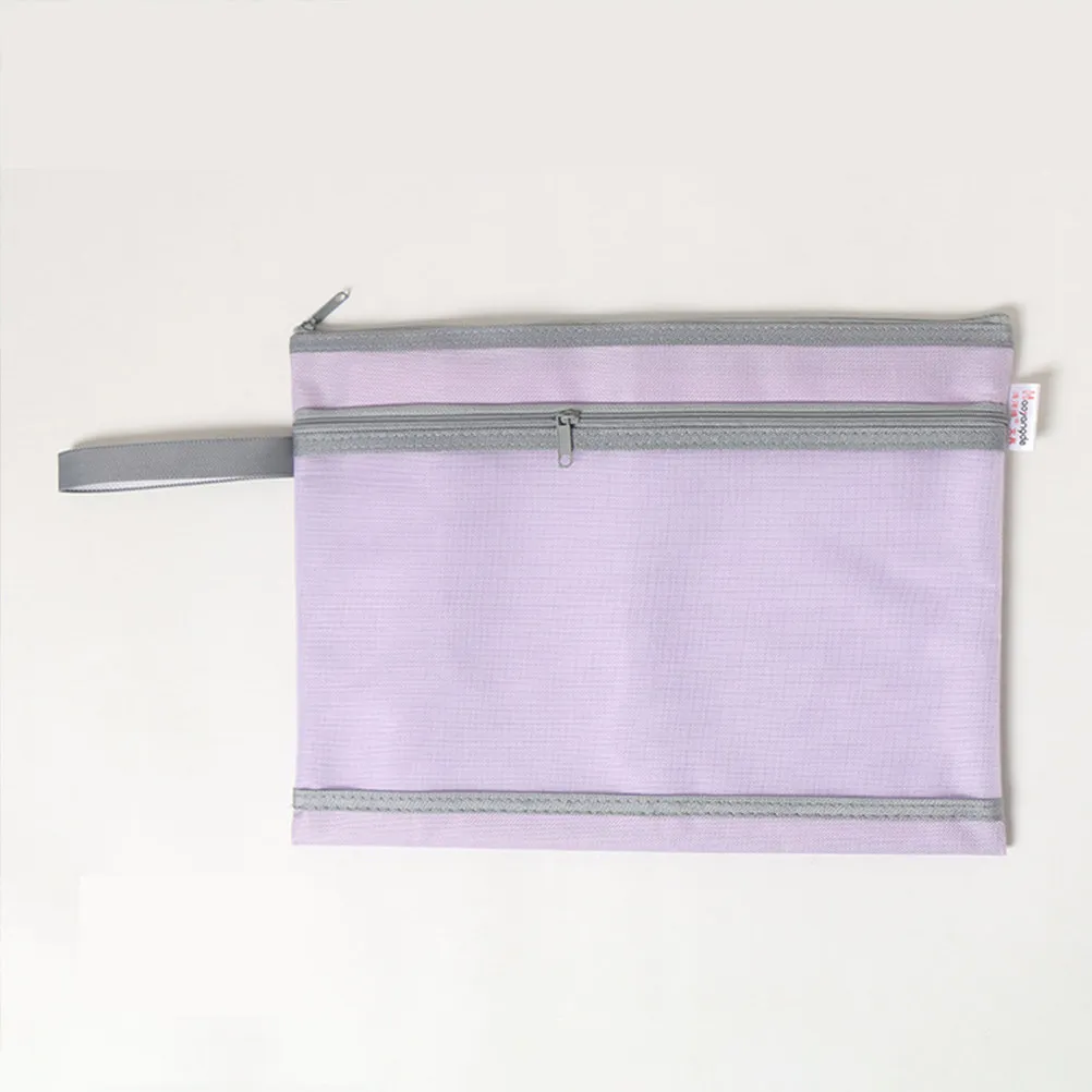 

4Pcs Large Capacity A4 Document File Bag Zipper Pouch Organizer for Office School Home Use Visible Oxford Cloth Gauze Storage
