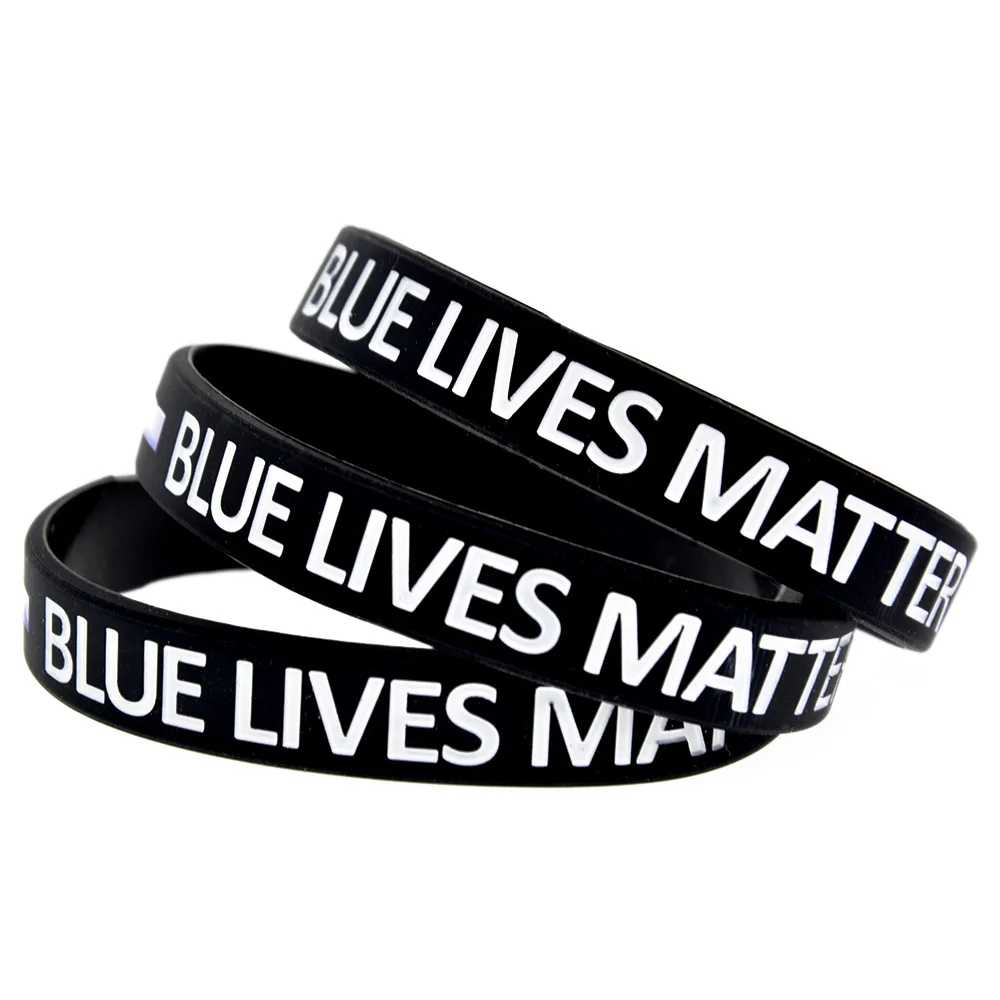 50 Stück Unity and Honor Blue Lives Matter Armreif aus Silikonkautschuk, unterstützt Polizei, Wohltätigkeit, Fundraiser, Event-Armband, Schwarz – Detail 2