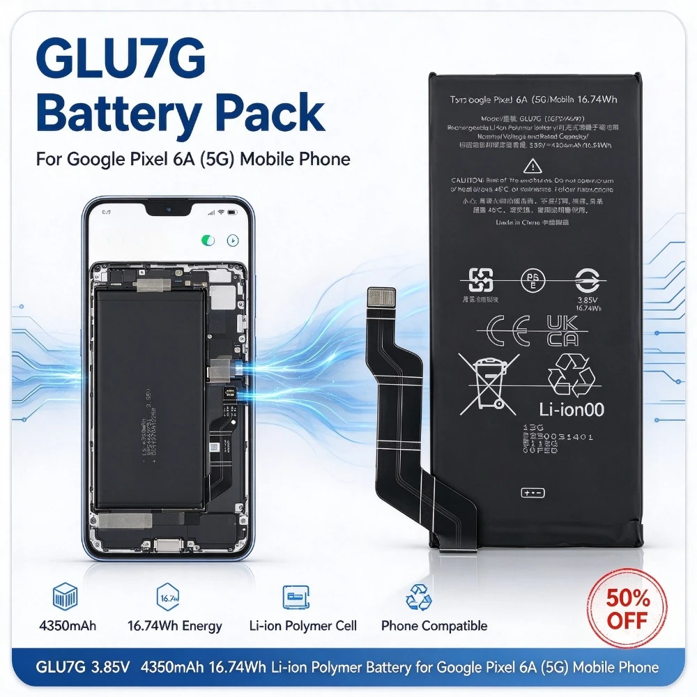 GLU7G 3.85V 4350mAh 16.74Wh High Capacity Rechargeable Li-ion Polymer Battery for Google Pixel 6A (5G) Mobile Phone Battery