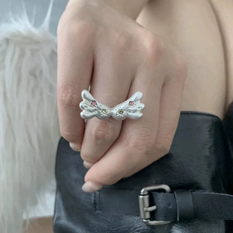 VENTFILLE 925 Sterling Silver Retro Wing Ring For Women Korean Sweet Simple Temperament Butterfly Gift Jewelry Dropshipping