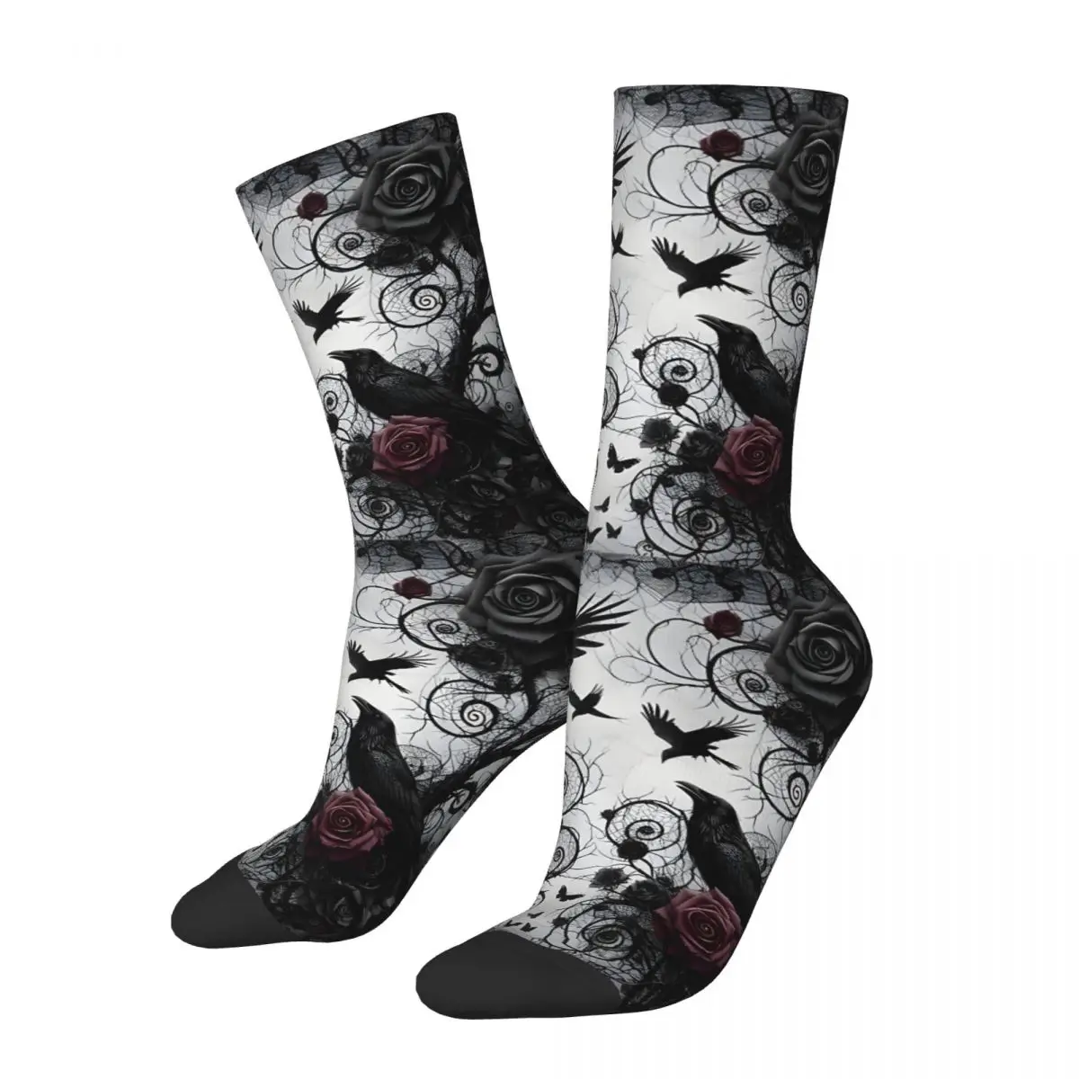 Crow And Roses Kawaii Socks Sports Cartoon Pattern Socks