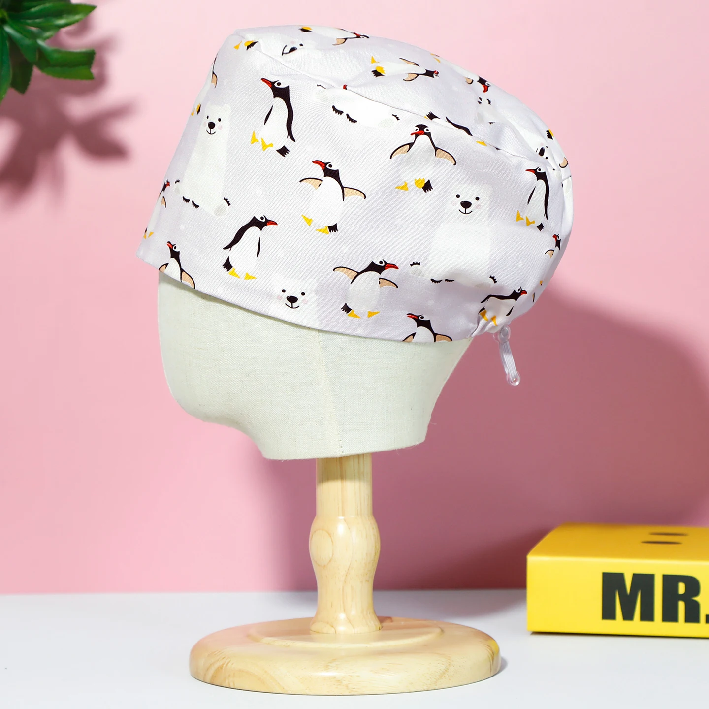 Cute Cartoon Print Scrub Caps Surgical Medical Hats for Women and Men Dentist Work Cap 100% Thick Cotton Fabric Healthcare Hats