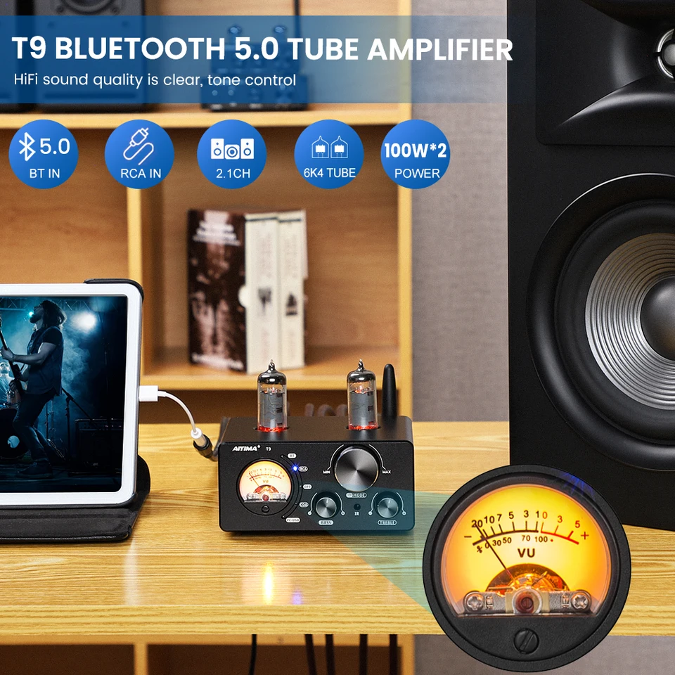 AIYIMA T9 100W HiFi Bluetooth 5.0 DAC Amplifier