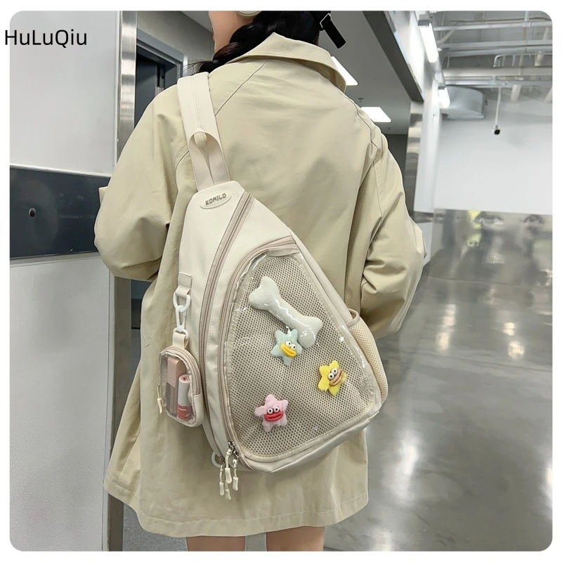 Casual Travel Transparent Zipper Shoulder Handbags Vintage Women All Match Simple Ita Bag Y2k Aesthetic Fashion Crossbody Bags
