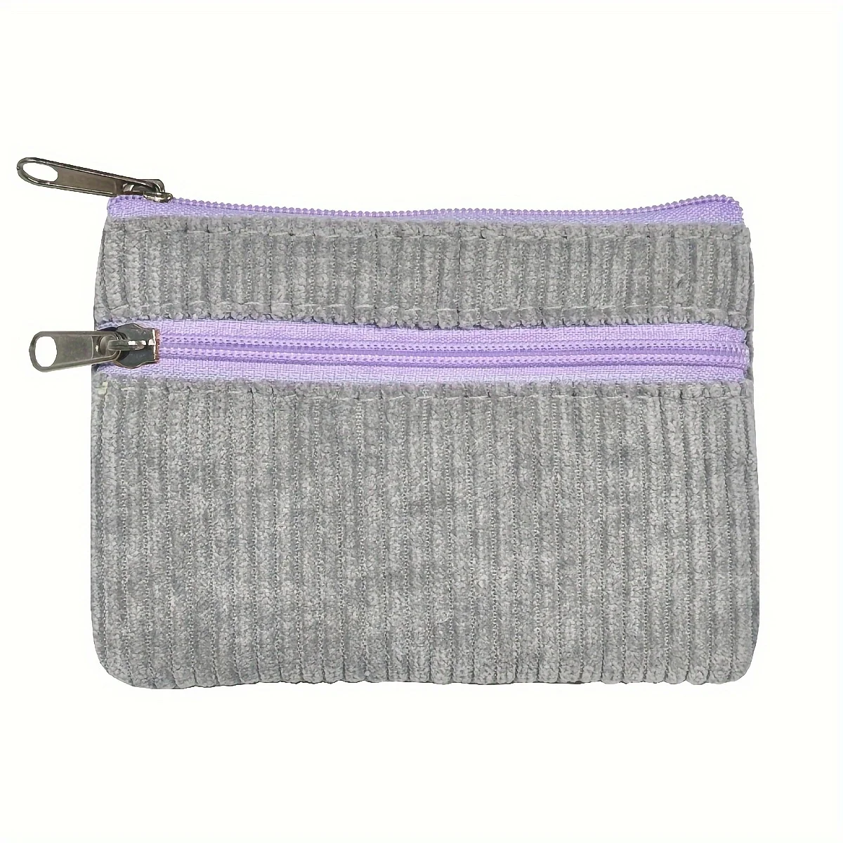 Mehrfarbige Kleingeldtasche aus Cord, Schlüsseltasche, tragbare Kartentasche, kleiner Metallreißverschlusskopf – Detail 12