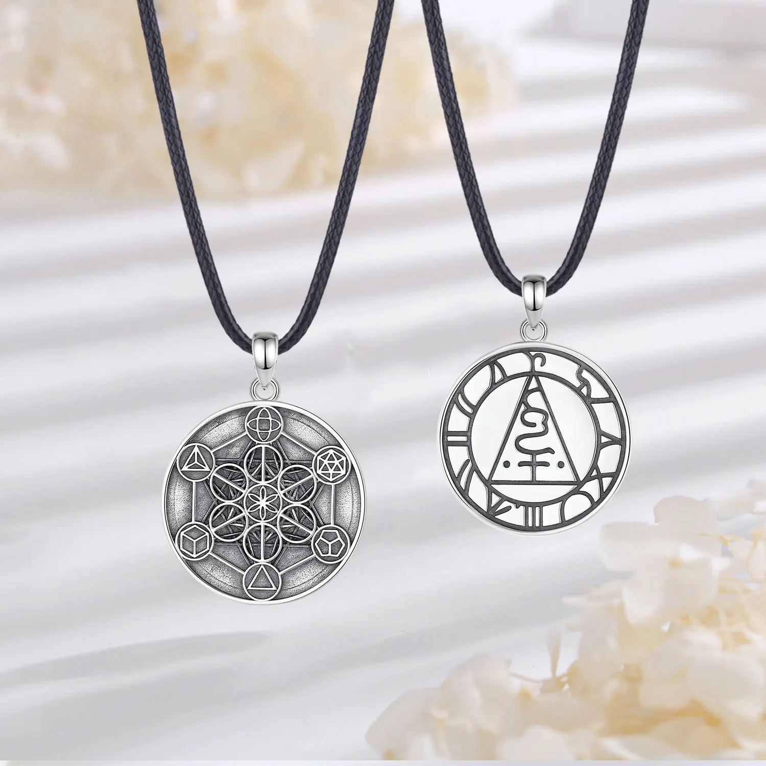 Eudora 925 Sterling Silver Angel Seal Archangel Metatron Cube Necklace Sacred Geometry Amulet Religious Spiritual Jewelry Gift