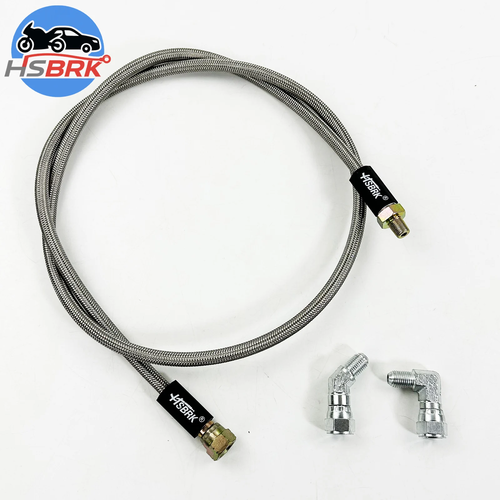 

30-500CM universal turbocharged oil pipe kit 0-0° silver high-temperature pressure resistant stainless steel braided oil pipe