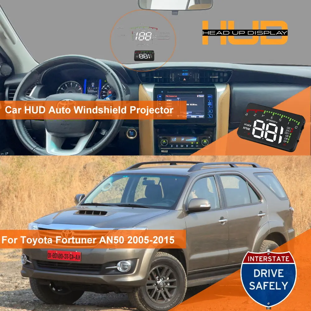 Car HUD Head Up Display For Toyota FJ Cruiser 2006-2022 Fortuner AN50 2005-2015 AN150 2015-2026 Windshield Projector Accessories
