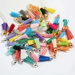 20/50pcs Leather Tassel Earrings Charms 38mm Gold Silver Cap Tassels For Keychain Fringe Pendant Diy Jewelry Accessories