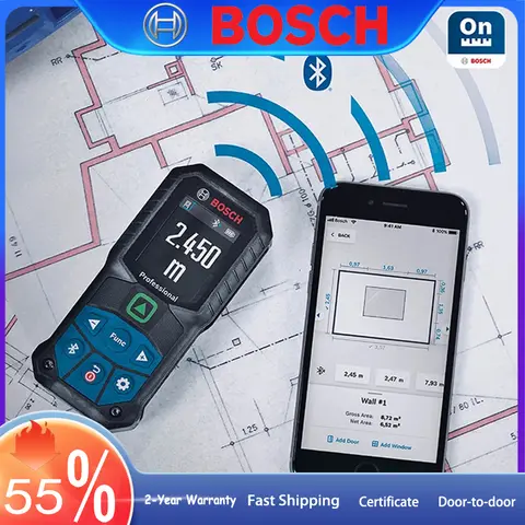 블루투스 레이저 거리 측정기, 전문 BOSCH GLM, 다목적 녹색광 측정, 시각화 디지털 줄자