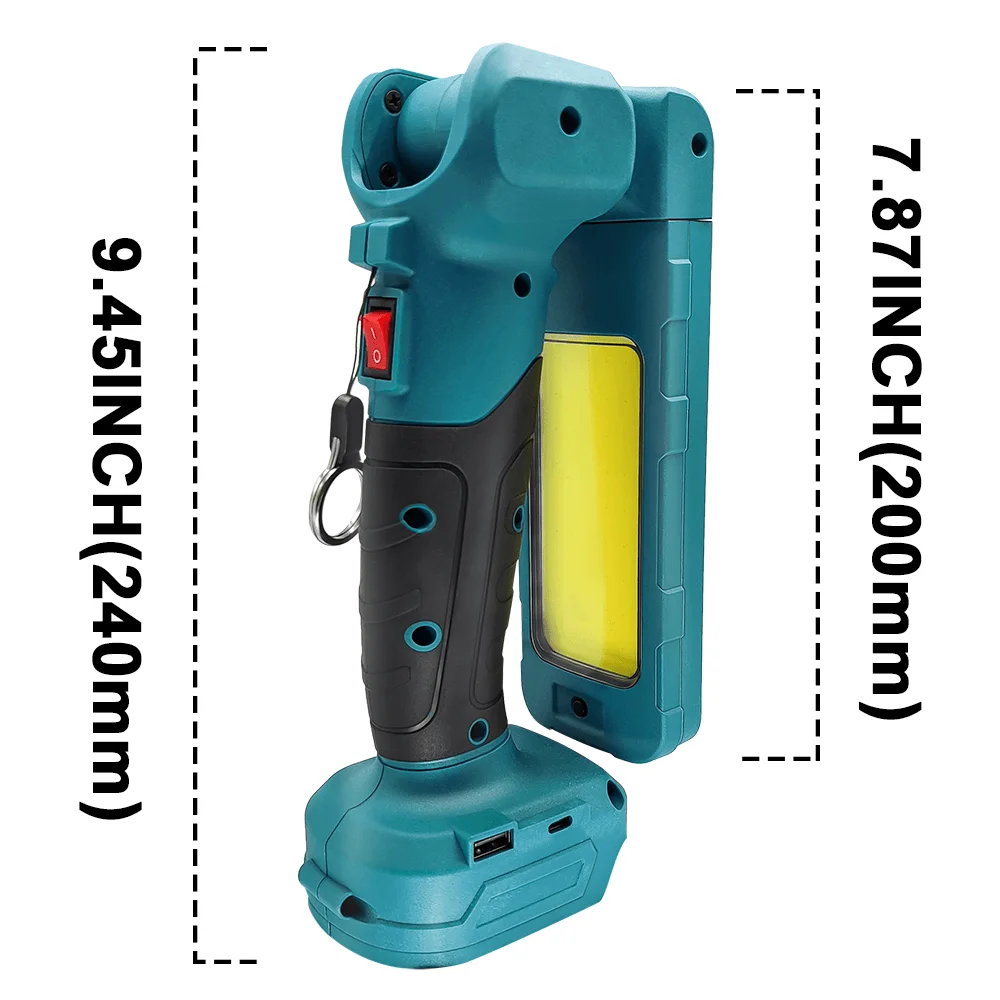PATUOPRO Cordless LED Flashlight Adjustable Spotlight Rechargeable Work Light Portable Lanterns For Makita 18V Battery