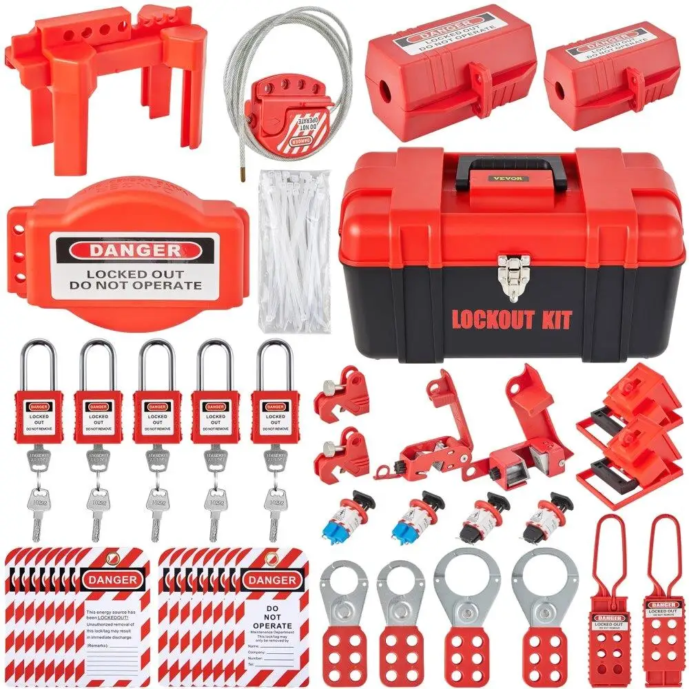 

43PCS Lockout Tagout Kit for electrical Safety Loto Kit Includes Padlocks 5KindsLockouts Hasps Tags Ties Box Industrial