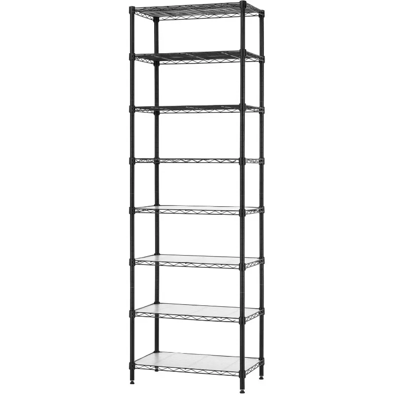 8-Tier Wire Shelving Unit Adjustable Steel Wire Rack Shelving 8 Shelves Steel Storage Rack or Two 4-Tier Shelving Units