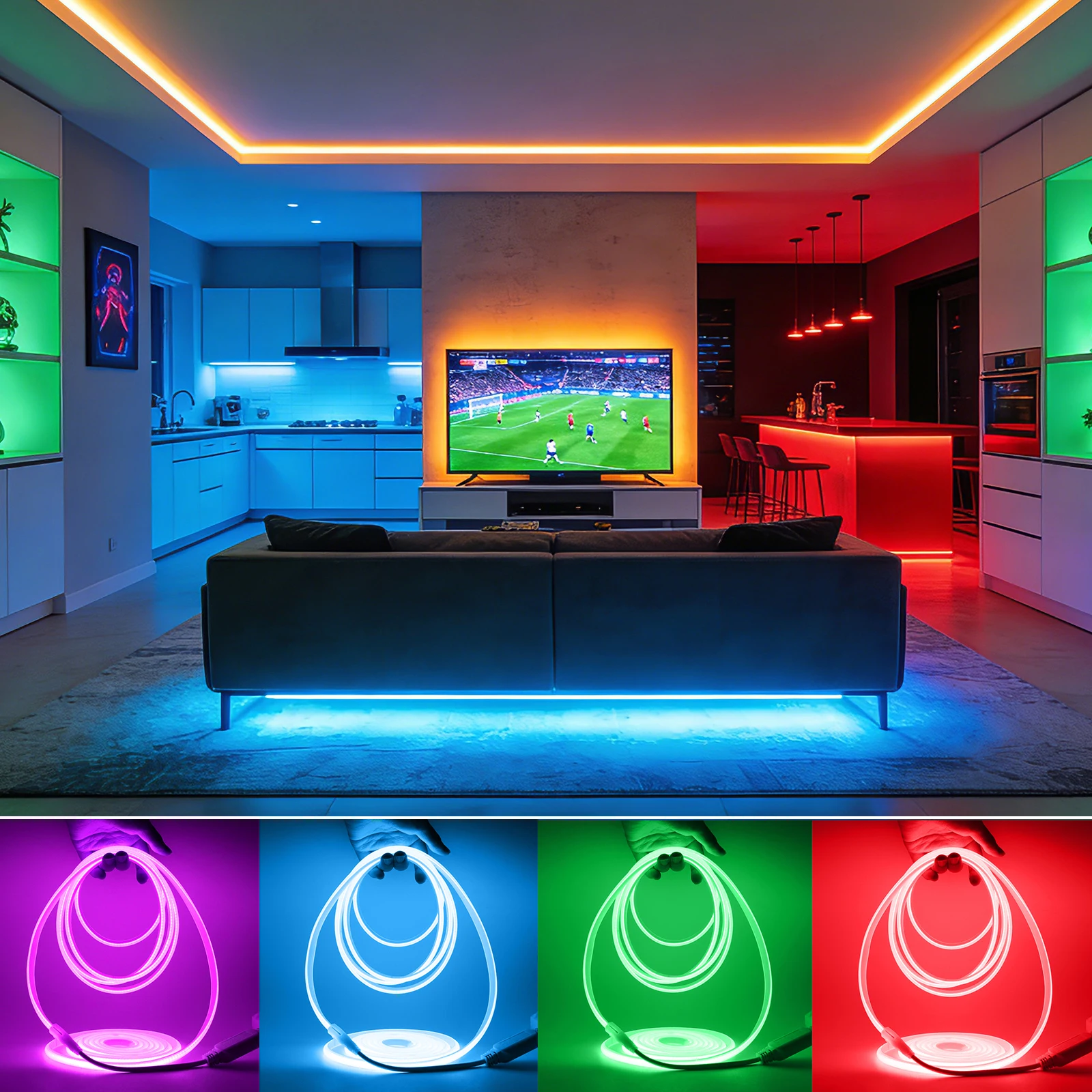 AC 220V COB LED Neon Strip Light Waterproof Neon Rope Light White Red Ice Blue Pink Yellow Purple Home Decor & Outdoor Lighting
