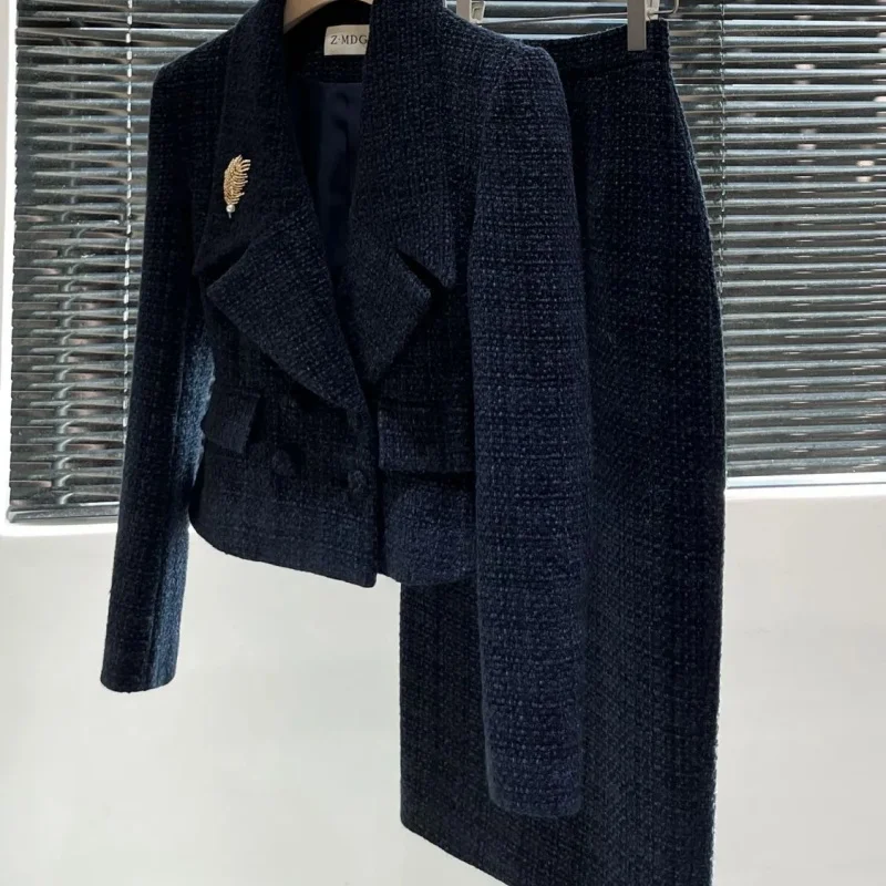 Bestbafu Autumn Fashion Tweed Set 2-piece Elegant Office Formal Suit Women