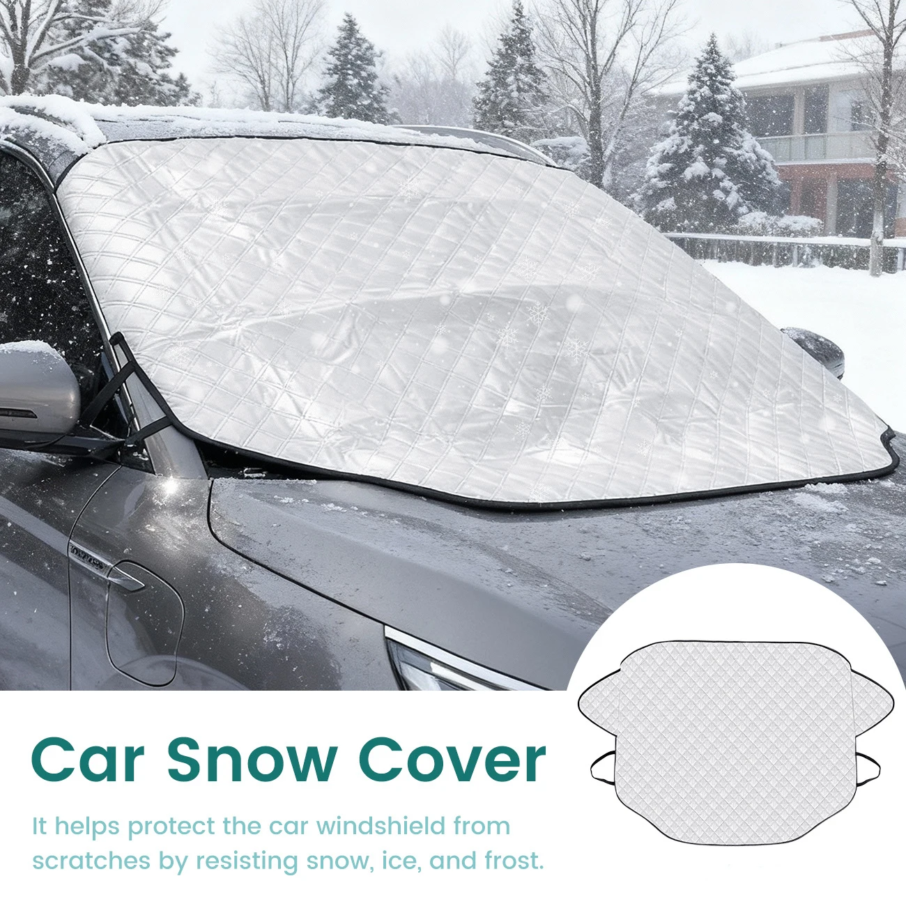 Winter-Windschutzscheibenabdeckung für Eis und Schnee - Universell passend für Auto, SUV, LKW, Wischerblattabdeckung + Spiegelabdeckungen