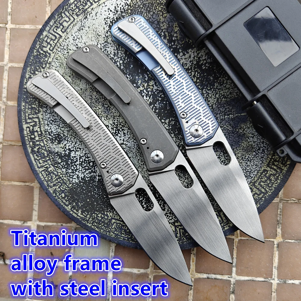 SPK Lamia JUFULE cuchillo plegable titanio 154CM hoja satinada EDC - imagen 5