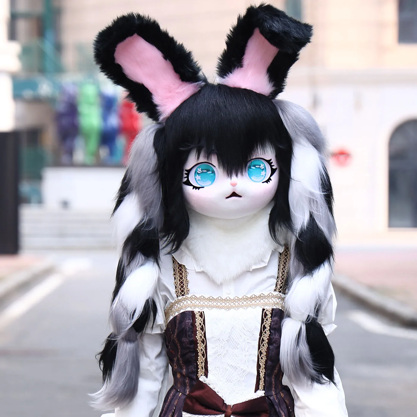 ぬいぐるみ猫キツネ着ぐるみヘッドマスク コスプレ小道具