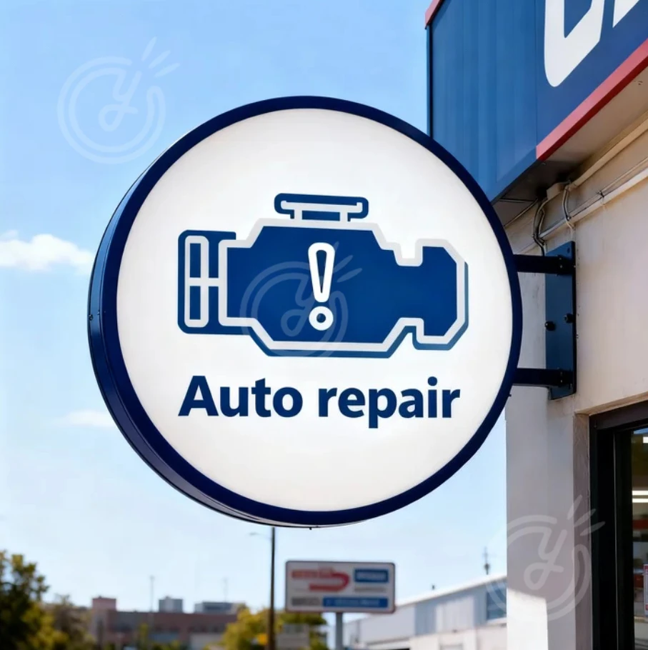 

Custom Business Lightbox Sign Advertising Double-Sided Illuminated Personalized Customizable Auto Repair Shop Decor LED Signage