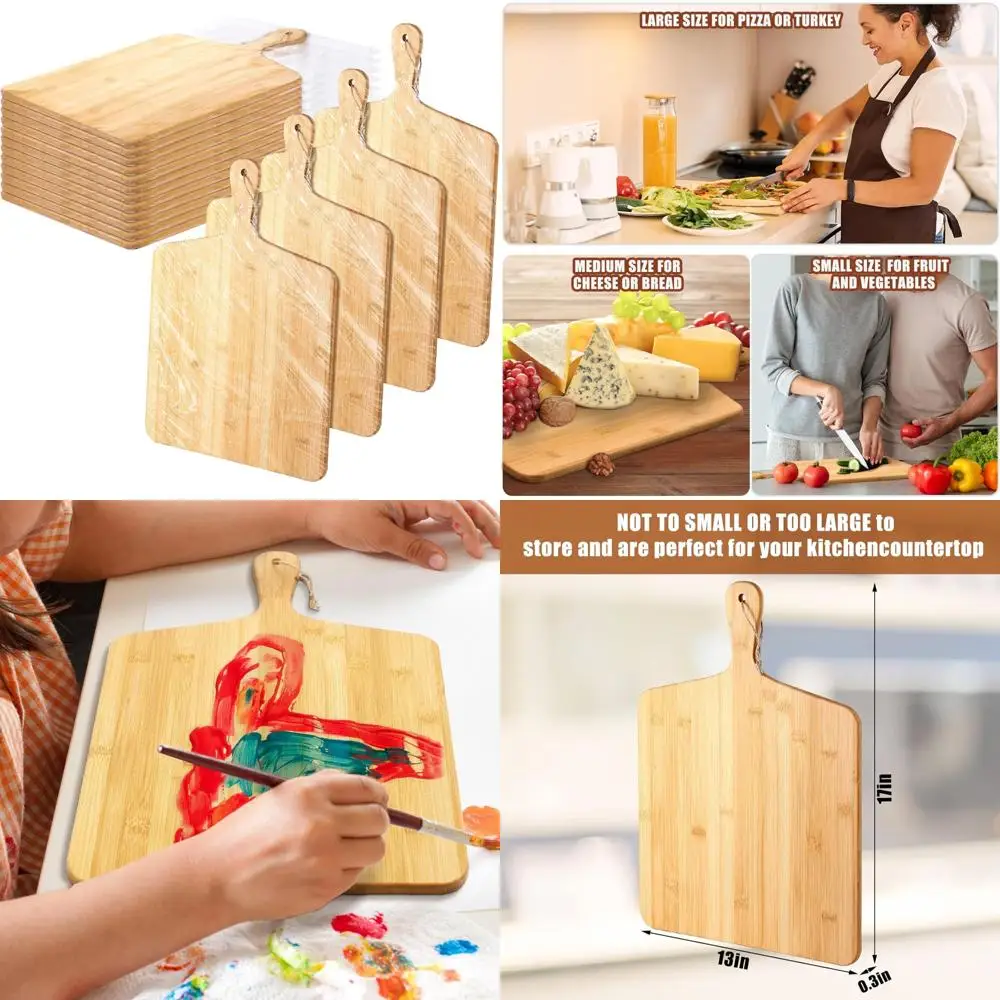 

Набор больших деревянных разделочных досок с ручками — 12 упаковок кухонных разделочных досок для сервировки, оптовые подарки, идеально подходящие для мамы и овощей