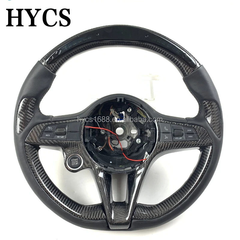 

Car Interior Accessories for Alfa Romeo Giulia LED Display Carbon Fiber Steering Wheel Without airbags