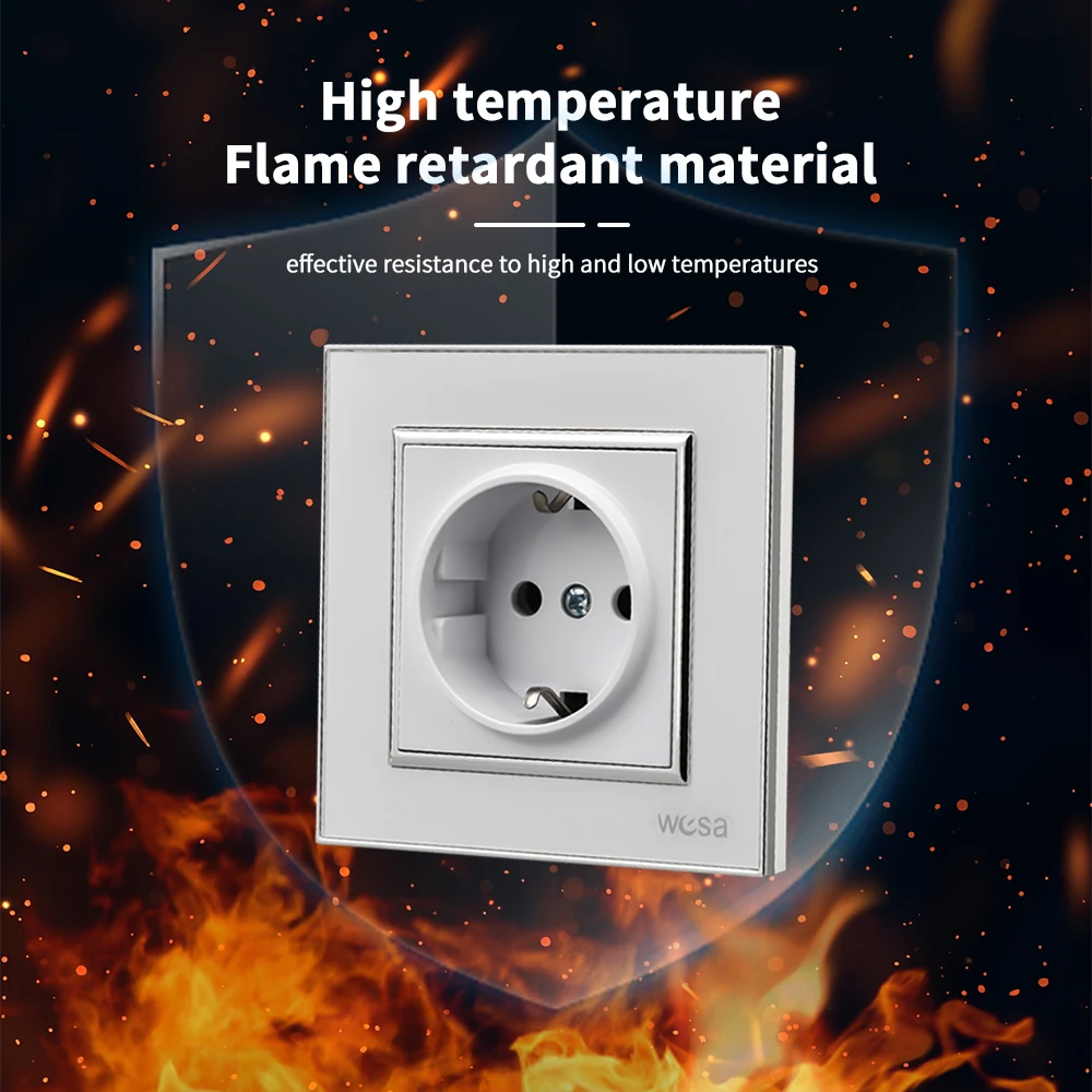 الأبيض مع لوحة الاكريليك الأرضية الاتحاد الأوروبي القياسية 250 فولت مآخذ الطاقة المقابس المقبس الكلاسيكية لهب الجدار جزءا لا يتجزأ من مقبس التيار المتردد 250 فولت