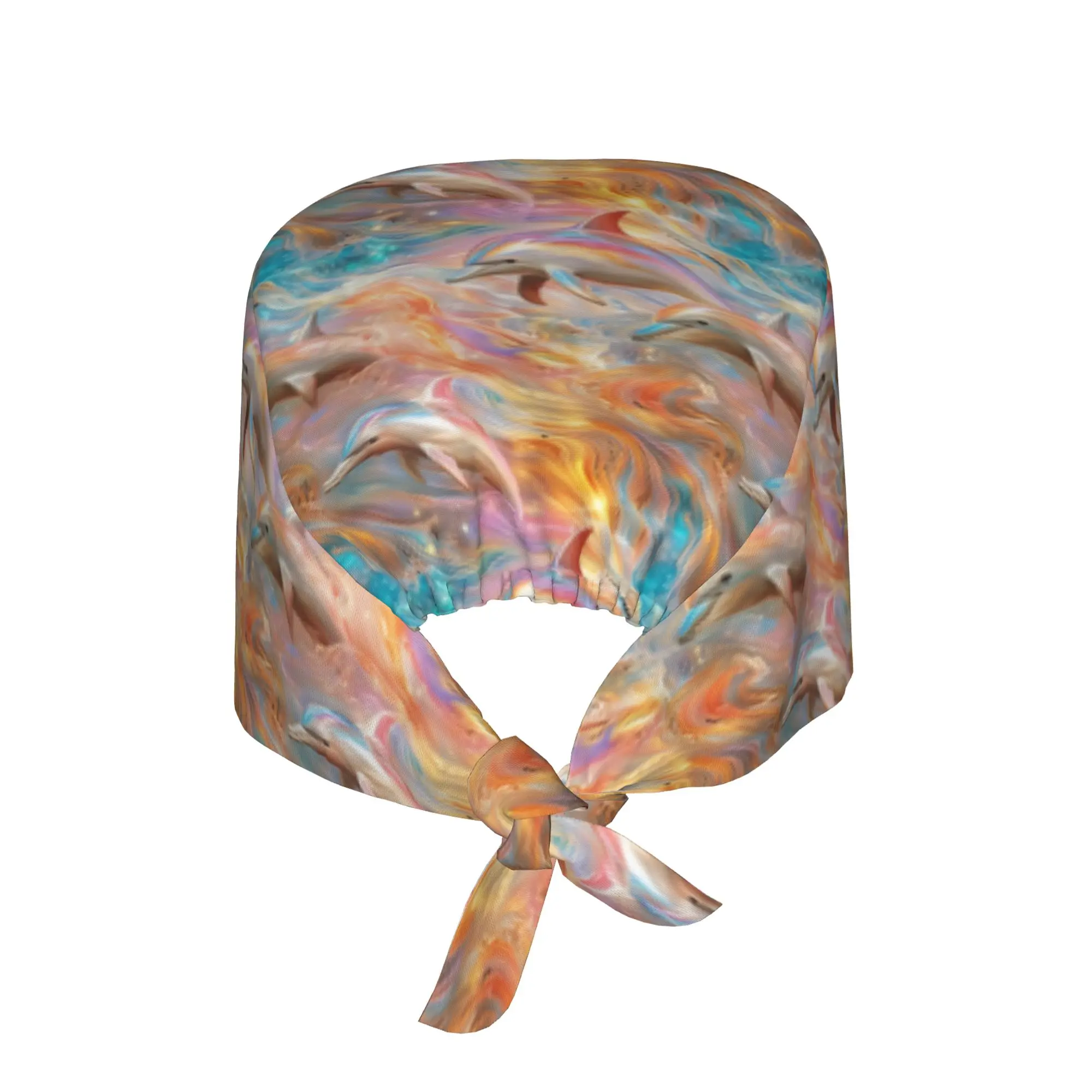 Sun Painted Dolphins Working Hat Women Men Funny Colourful Creative  Surgical Hat Scrub Nursing Doctor Surgeon Cap for Dentist