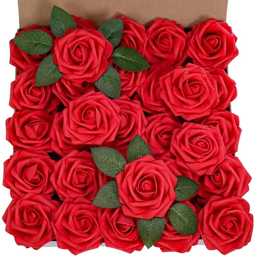 

50/100pcs PE Foam Roses Artificial Flowers Festival Wedding Bride Bouquets Wreath Home Outdoor Garden Party Room Decor Accessory