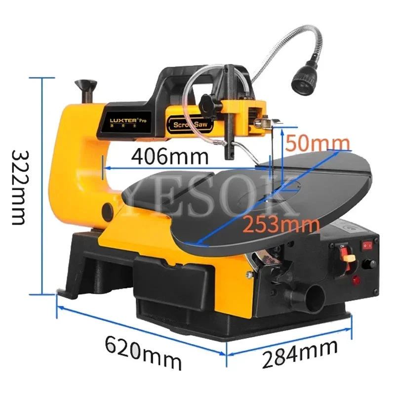 16 Inch Multifunctional Speed Regulating Wire Saw Machine Woodworking Table Saw,Curve Saw LED Lighting DIY Carving And Polishing