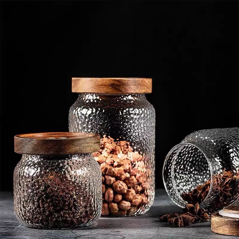 Japanese-style floral tea white sugar hammered jar glass sealed jar food-grade storage jar tea coffee moisture-proof storage bottle 3pcs