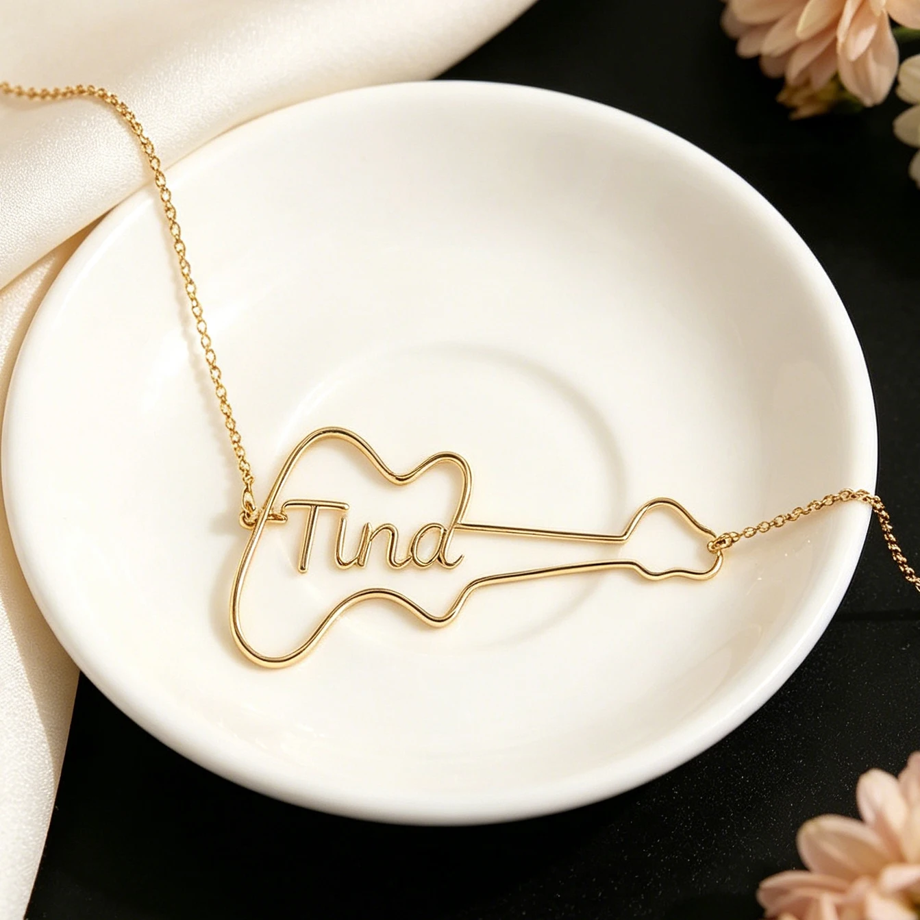 Custom Necklaces Guitar Pendants Custom Name Trendy Necklace Stainless Steel Accessories Birthday Anniversary Gifts For Woman