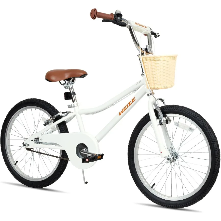 

Retro Style 20-24 Inch Bike for Girls Aged 6-14 Years with Basket and Kickstand Lightweight Steel Frame Multiple Color Options