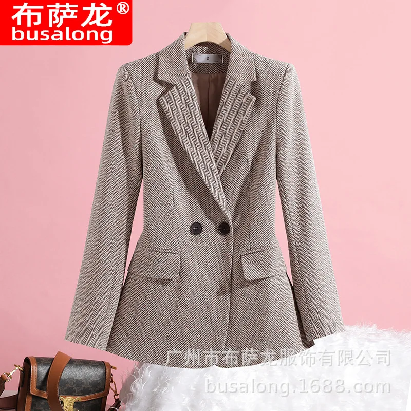 

2025Новый стильный модный костюм, повседневный женский профессиональный пиджак с длинными рукавами, официальная женская одинарная куртка, рабочая одежда8340