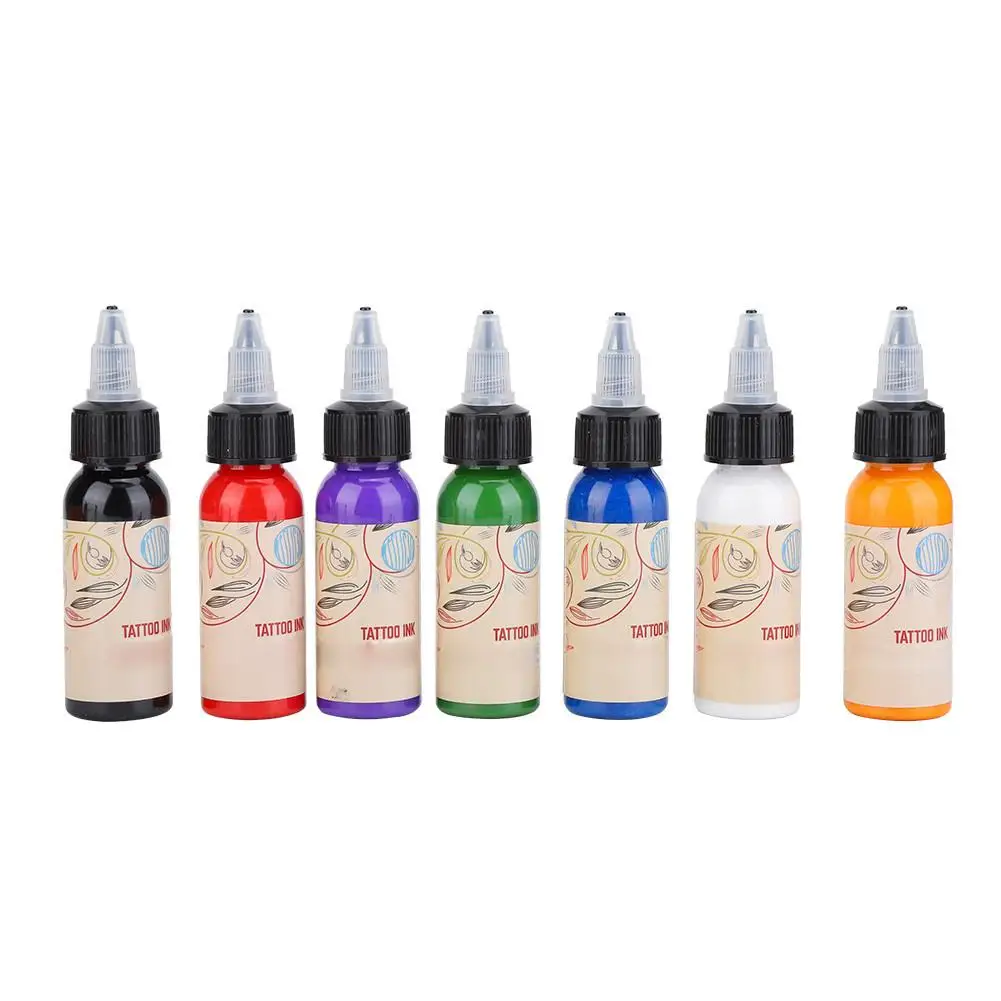

Professional Portable Body Tattoo Ink 7pcs 29.6ml Long Lasting Pigment Quick Coloring Tattoo Supplies Set