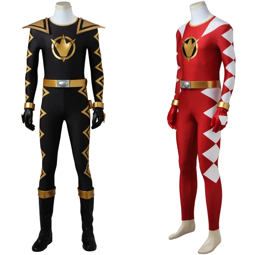 Combinaison de Cosplay Ranger noir, uniforme de soldat blanc, Costume de combat Dino Ranger rouge