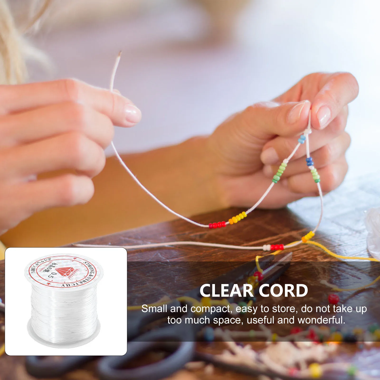 12 لفات من سلسلة كريستال شفافة، حبل شفاف، حبل متين لصنع المجوهرات، ديكور مطرز بالخرز، مدمج ومحمول