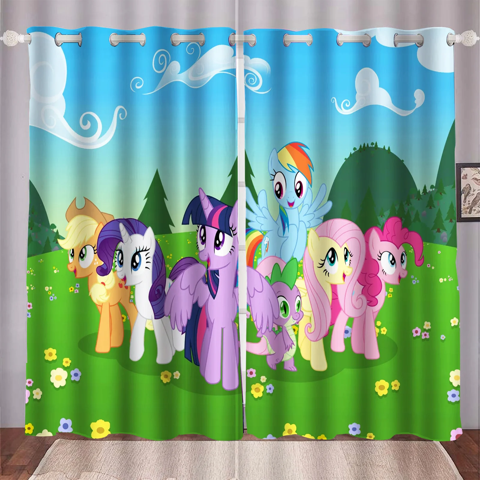 My Little Pony: La amistad es mágica dibujos animados Anime cortinas de pantalla de balcón a prueba de polvo para sala de estar dormitorio Blackout hogar