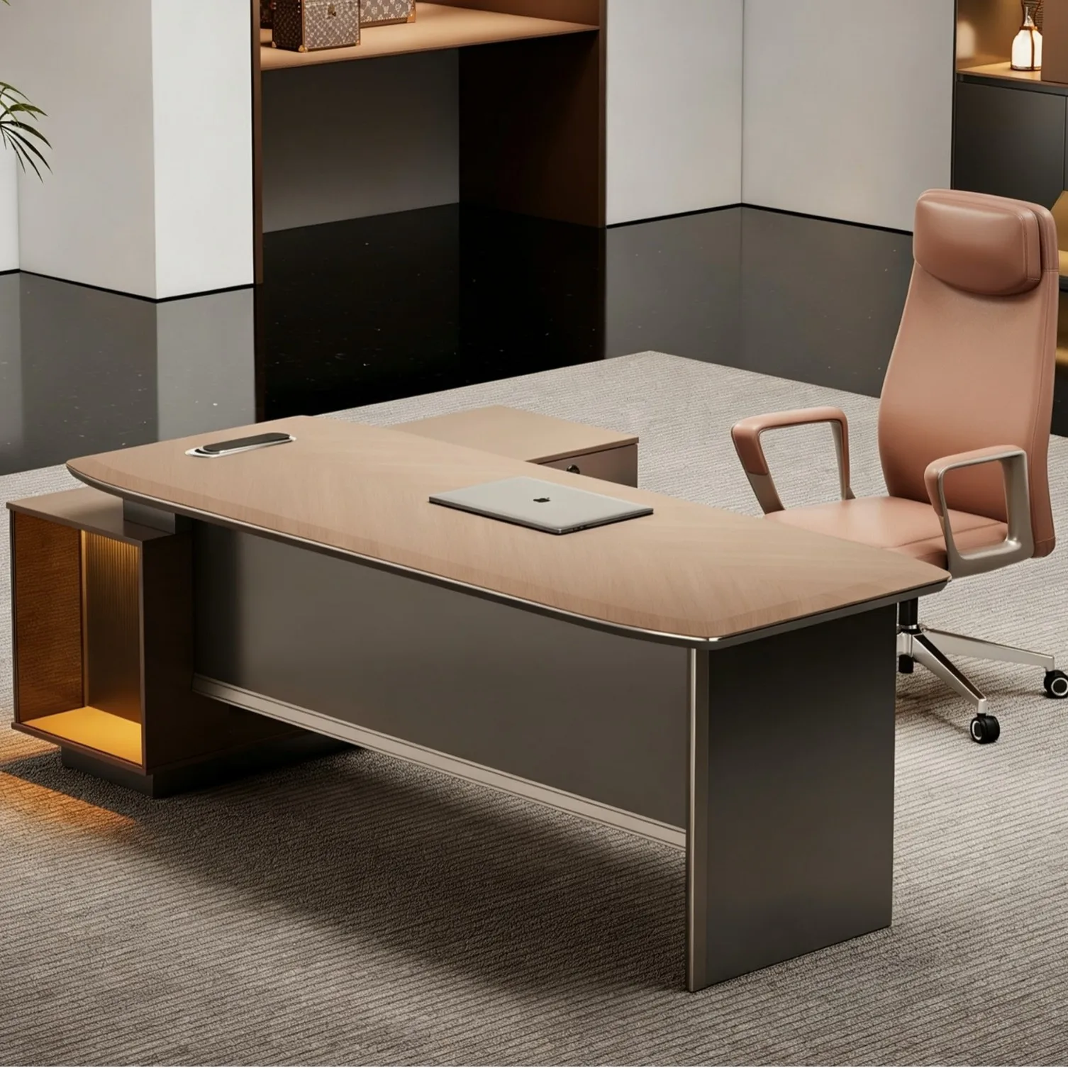 YJQ supervisor table modern simple general manager office boss table high-end sense with side table office furniture