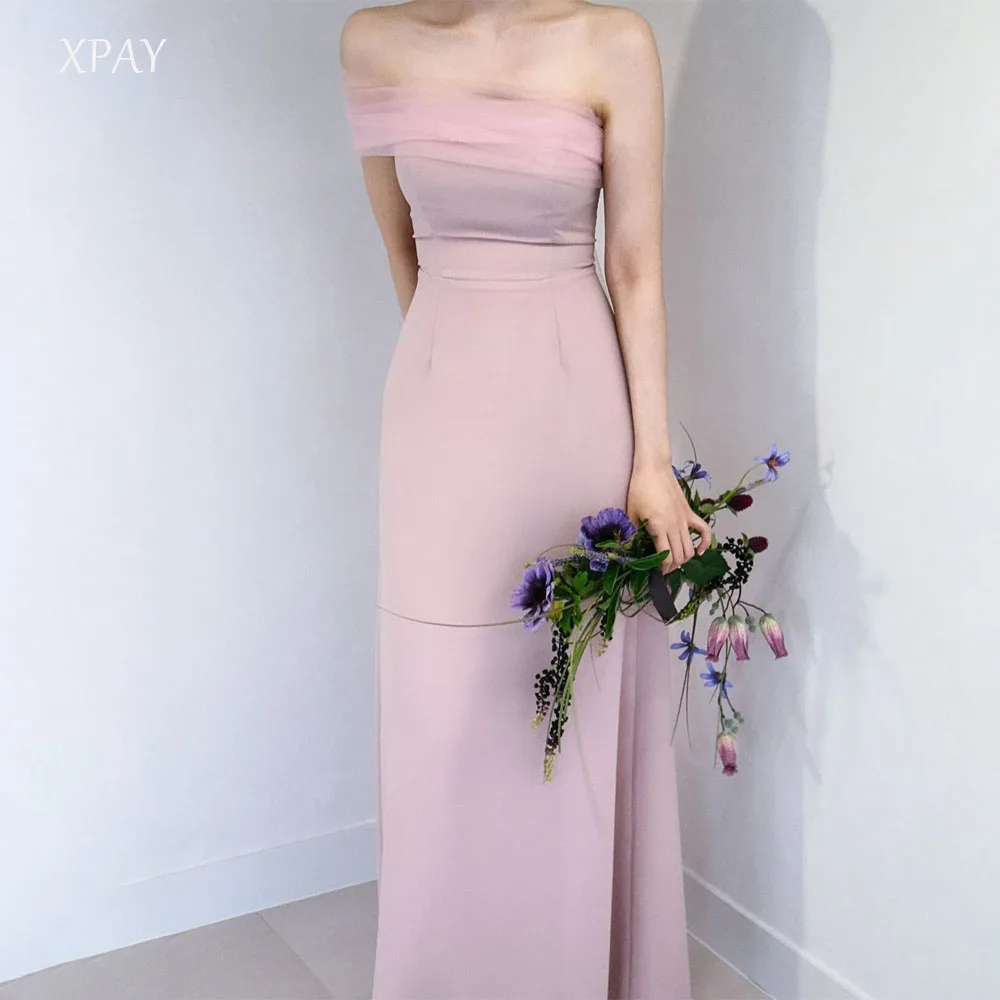 

XPAY детское розовое вечернее платье без бретелек, свадебное бальное платье русалки, корейское платье для выпускного вечера для фотосессии, съемная шаль по индивидуальному заказу