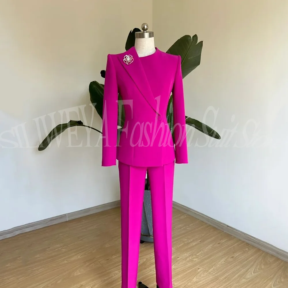 Luxury Unique Neck Design Suit 2 Pieces Jacket Pants Formal Lady Office Chic Outfits High-end Temperament Women Blazer Set