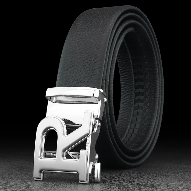 Fotografia 4: Cintos de grife de luxo masculino r carta fivela automática de alta qualidade couro grão moda jovens marca cintos masculinosz276